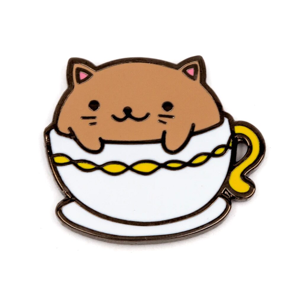 Fashion Accessories, These are Things, Enamel Pin, Accessories, Unisex, 650317, Cat Tea Cup